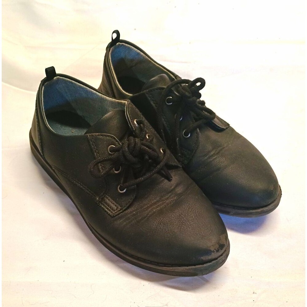Wonder Nation Boys Size 3 Black Oxford Dress Shoes Lace Up Memory Foam School